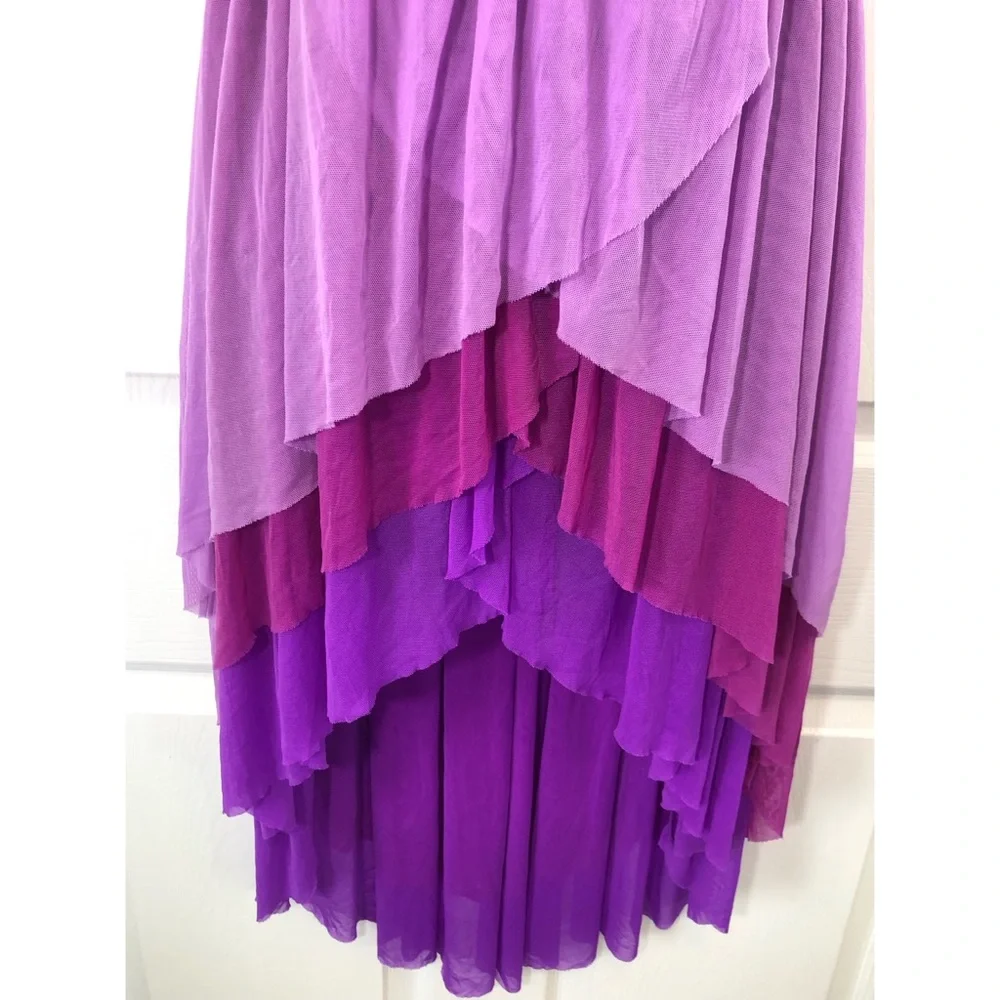 Balera Purple Ombre Tiered Chiffon Lyrical High-Low Dance Dress Costume